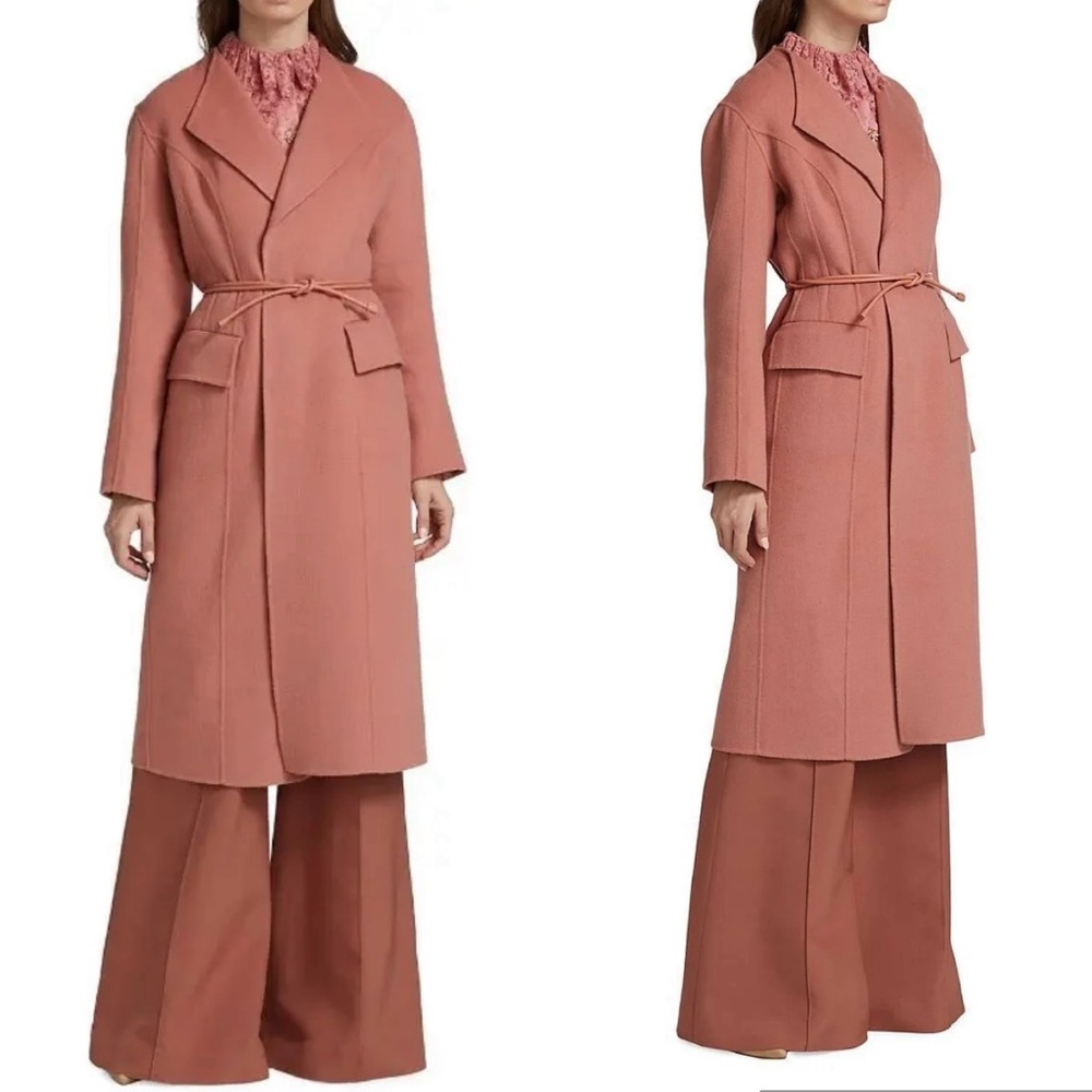 ZIMMERMANN Kaleidoscope Wool Wrap Coat In Lipstick. Size 1/S